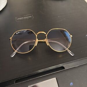 Ray-Ban Gold Blue Geometric Sunglasses
